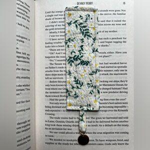 Floral Fabric Bookmark with charm